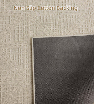 Beige Area Rug 4'7" x 6'7" – Stain Resistant Non-Slip Tufted Rug