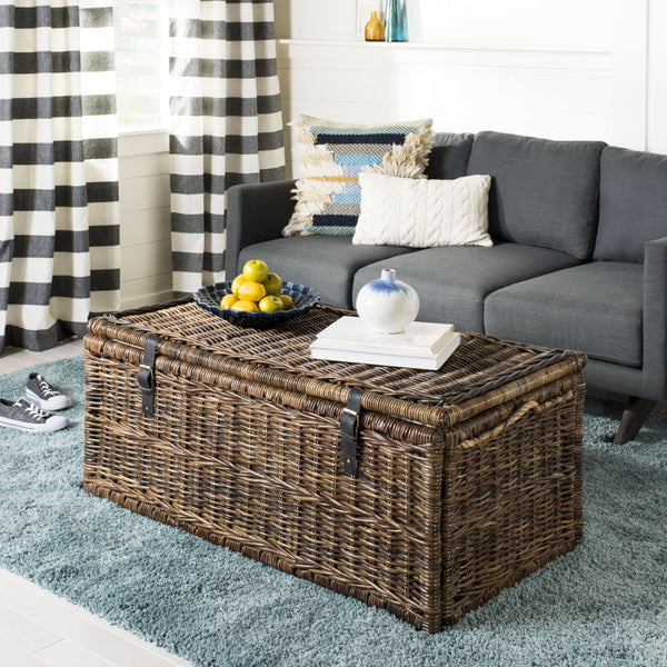 Hand-Woven Wicker Storage Trunk 46"