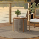 Acacia Wood Outdoor Side Table with Rope Weave