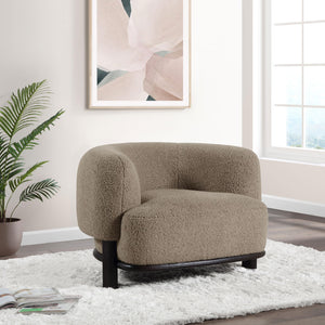 Barrel Back Accent Chair — Upholstered with Oak Wood Frame