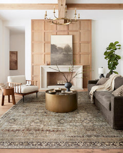 Olive Charcoal Vintage Distressed Area Rug 9'6" x 14'