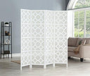 4-Panel Room Divider with Quarterfoil Mesh Design