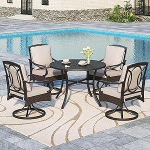 7-Piece Outdoor Patio Dining Set with Swivel Chairs & Rectangular Table