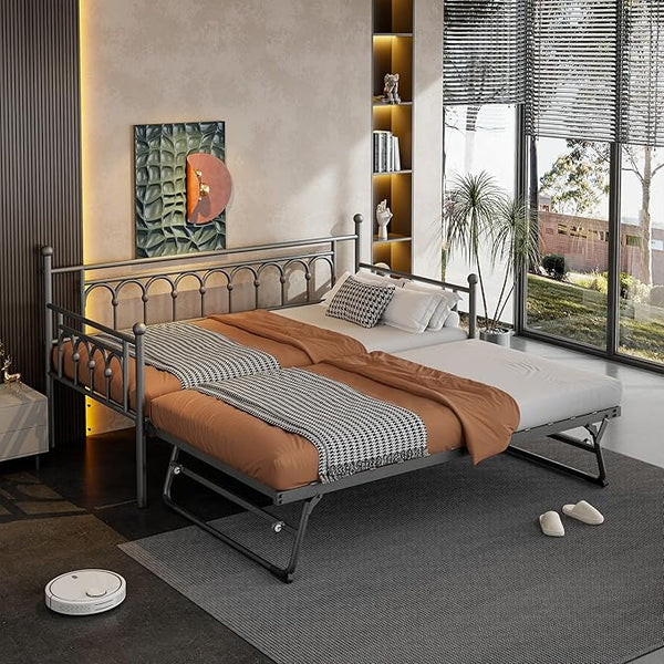 Twin Metal Daybed with Pop-Up Trundle
