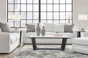 Contemporary Light Gray Loveseat with Accent Pillows