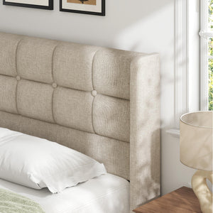 King Size Lift-Up Storage Bed Frame with Tufted Wingback Headboard