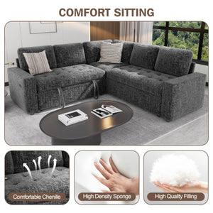 L-Shaped Modular Sectional Sleeper Sofa with Pull-Out Bed