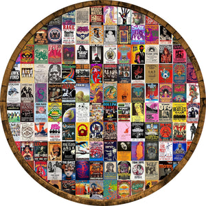 Round Music-Themed End Table with Shelf for Bar or Pub