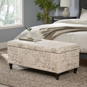 Parisian Storage Ottoman – French Script