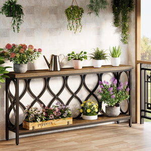70.87" Industrial Console Table with Bottom Shelf
