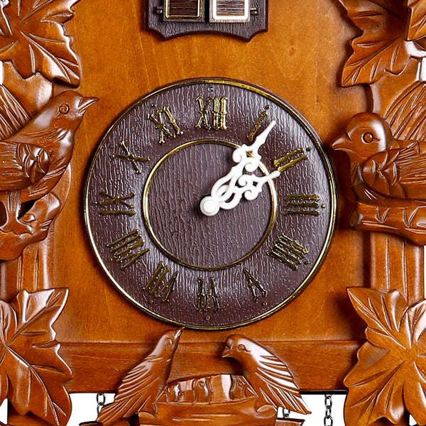 Handcrafted Wood Cuckoo Clock with Bird & Night Sensor