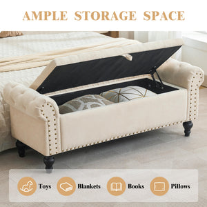 51" Linen Storage Ottoman Bench with Hidden Compartment