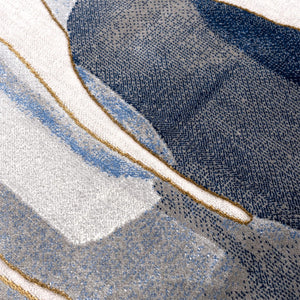 Blue & Grey Modern Circles Washable Area Rug