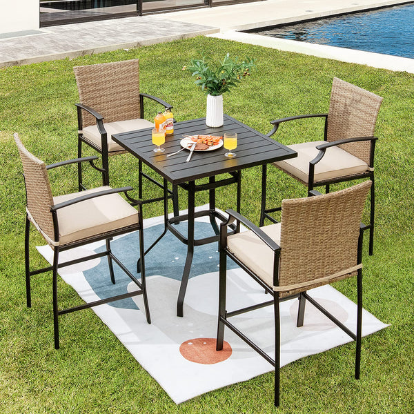 32-Inch Square Outdoor Steel Bar Table