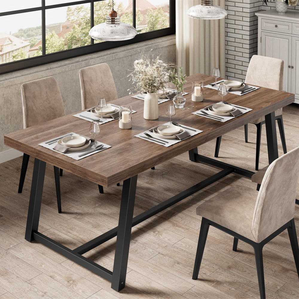 Industrial Dining Table 70.8" – Seats 6-8