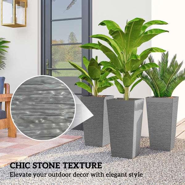 22.8" Tall Outdoor Planters Set of 3 with Wheels & Drainage