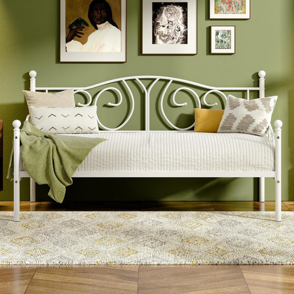 Twin Metal Daybed Frame with Classic Headboard