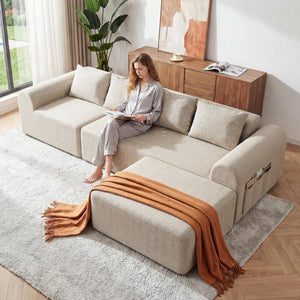 Modular L-Shaped Sectional Sofa with Ottoman