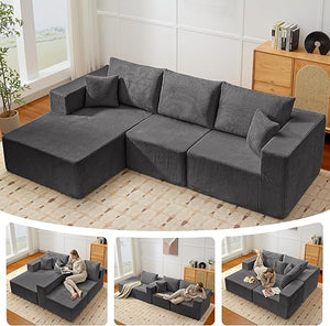 L-Shaped Modular Sectional Sofa with Memory Foam Deep Seat