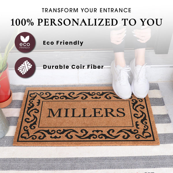 Personalized Coco Coir Door Mat with Non-Slip Vinyl Backing