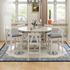 7-Piece Solid Wood Foldable Dining Table Set for 6