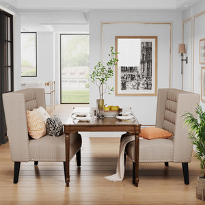 Upholstered Loveseat Bench with Back – Diamond Tufted Sofa Settee
