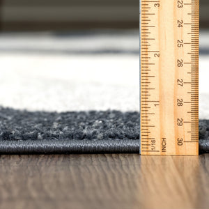 Gray & Blue Geometric Area Rug | 5' x 8' Contemporary Rectangular
