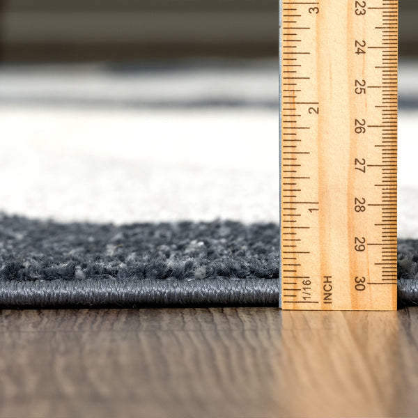 Gray & Blue Geometric Area Rug | 5' x 8' Contemporary Rectangular