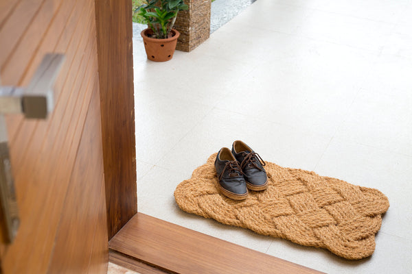 Coir Rope Woven Doormat 18" x 30" – Natural Fiber Nautical Entryway Mat