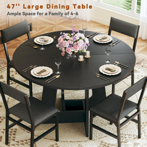 Round Dining Table Set with Upholstered Chairs