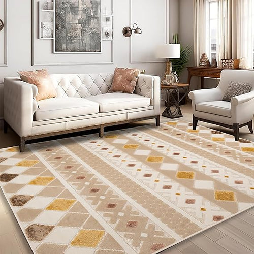 5x7 Sisal-Inspired Geometric Area Rug – Indoor & Outdoor