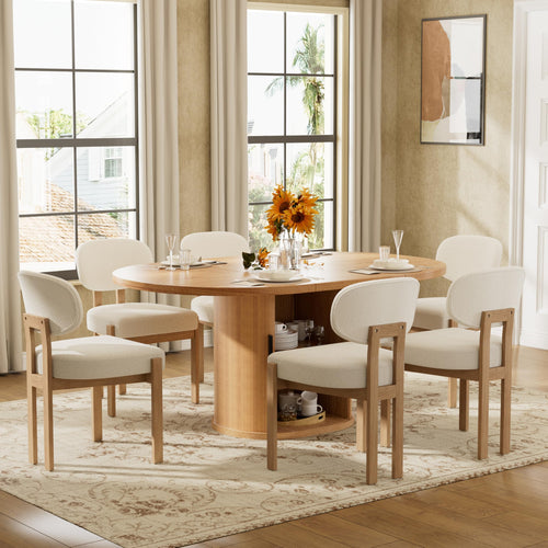 Retro Dining Table Set with Upholstered Chairs