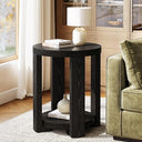 2-Tier Round Side End Table with Storage Shelves