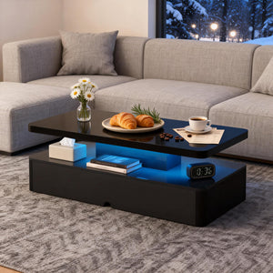 LED Coffee Table with Storage & Color Lights