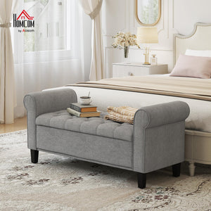Storage Ottoman Bench with Rolled Arms & Hidden Storage