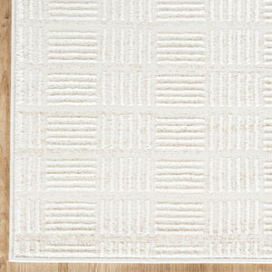 Cream Checkered Minimalist Area Rug