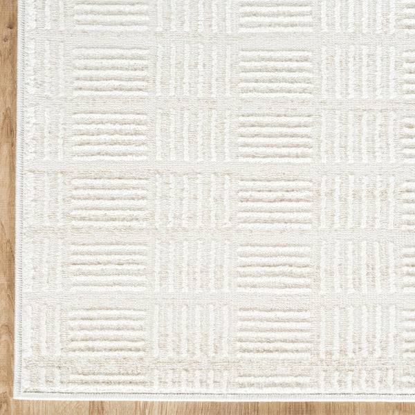 Cream Checkered Minimalist Area Rug