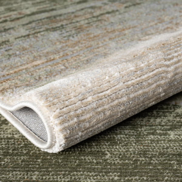 Green Ombre Beige Washable Area Rug