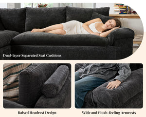 Oversized Modular Sectional Sofa – Grey Chenille