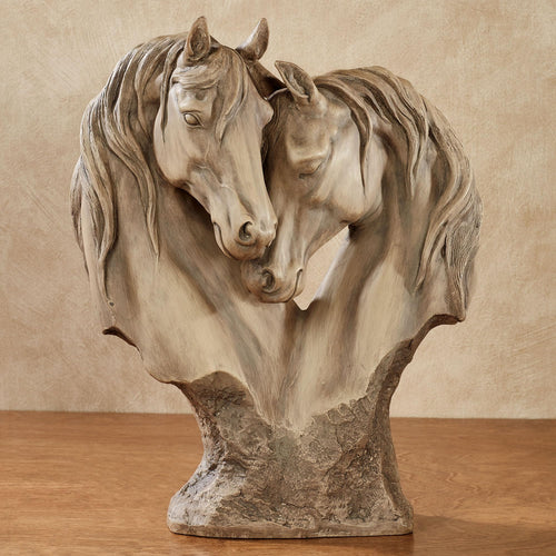 Loving Horses Table Sculpture – Tan Resin Horse Figurine
