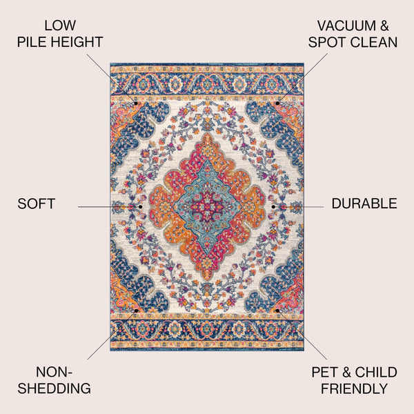 Boho Medallion Floral Area Rug 12x15 Rectangular