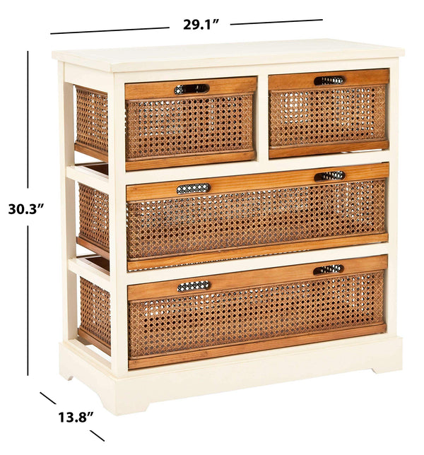 4-Drawer Storage Cabinet with Pine Wood Frame