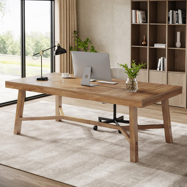 71-Inch Farmhouse Executive Desk with Metal Legs