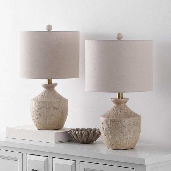 Resin Table Lamp Set of 2 – 21-Inch Bedside Lamps with Fabric Shade