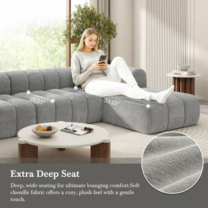 L-Shaped Sectional Sofa with Chaise Lounge – 122" Modular Cloud Couch