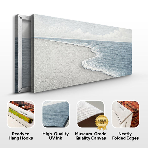 Abstract Beach Shore Canvas Wall Art – Coastal Ocean Waves Print