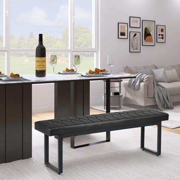 Padded Dining Bench Set of 2 – Faux Leather Upholstered Long Bench