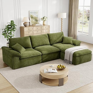 120" Modular Sectional Sofa with Ottoman & Teddy Upholstery
