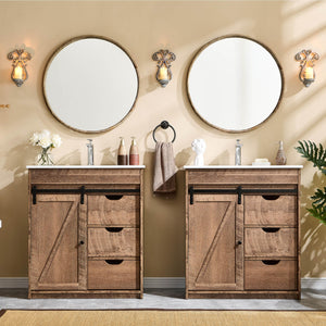 30" Farmhouse Bathroom Vanity with Ceramic Sink