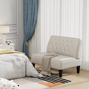 Button Tufted Loveseat Settee – Faux Leather Upholstered 2-Seat Sofa Bench